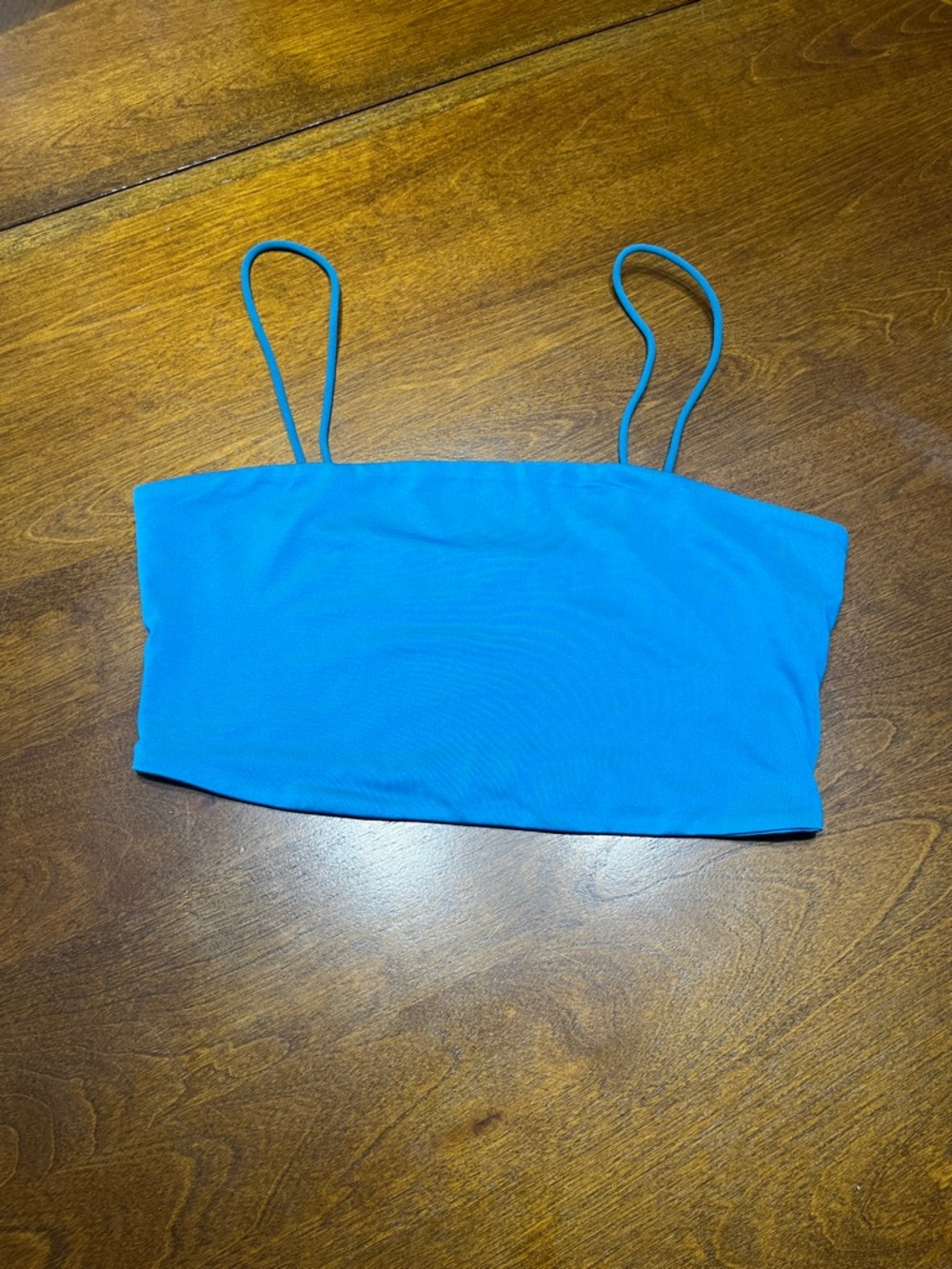 Blue Spaghetti-Strap Crop Top